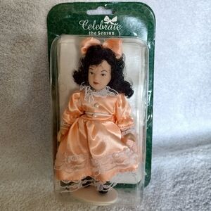 Collectible Celebration the Season Porcelain Doll in Peach‎ Dress